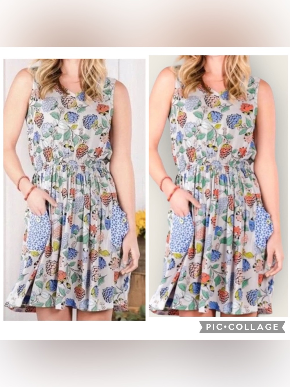 MATILDA JANE Women’s Blue Multi Floral IN FULL BLOOM Dress Sleeveless Size Small